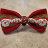 Santa Claus Chevron On Red Burlap Dog Bow Tie