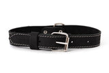 Leather Dog Collar with Metal Buckle - Black