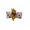 winnie the pooh on a white grosgain bow with red and yellow polka dots