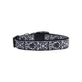image of black and white floral dog collar