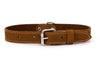 Leather Dog Collar with Metal Buckle - Brown