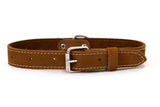 Leather Dog Collar with Metal Buckle - Brown