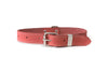 Leather Dog Collar with Metal Buckle - Coral
