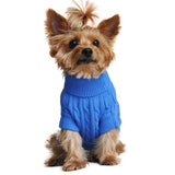 Blue Cable Knit Dog Sweater